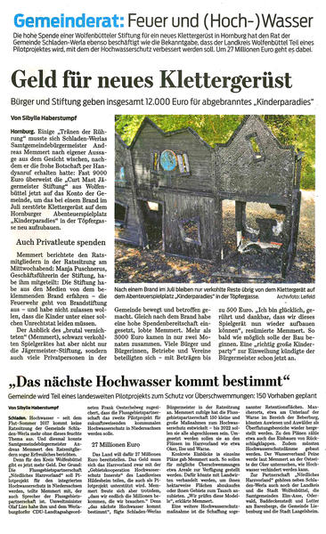 Bild vergrößern: Pressebericht: Gemeinderat: Feuer und (Hoch-) Wasser