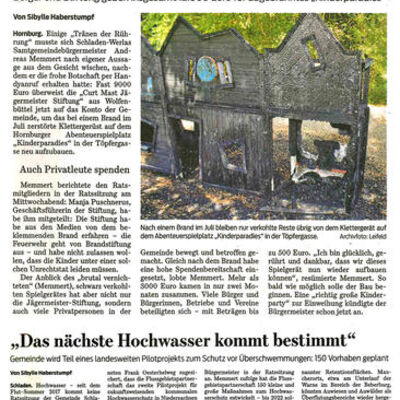 Pressebericht: Gemeinderat: Feuer und (Hoch-) Wasser